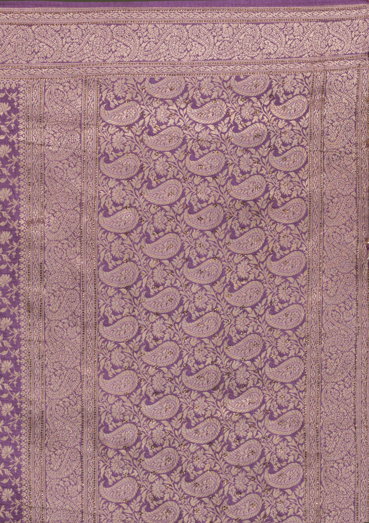 Mauve Zariwork Brocade Saree-Koskii