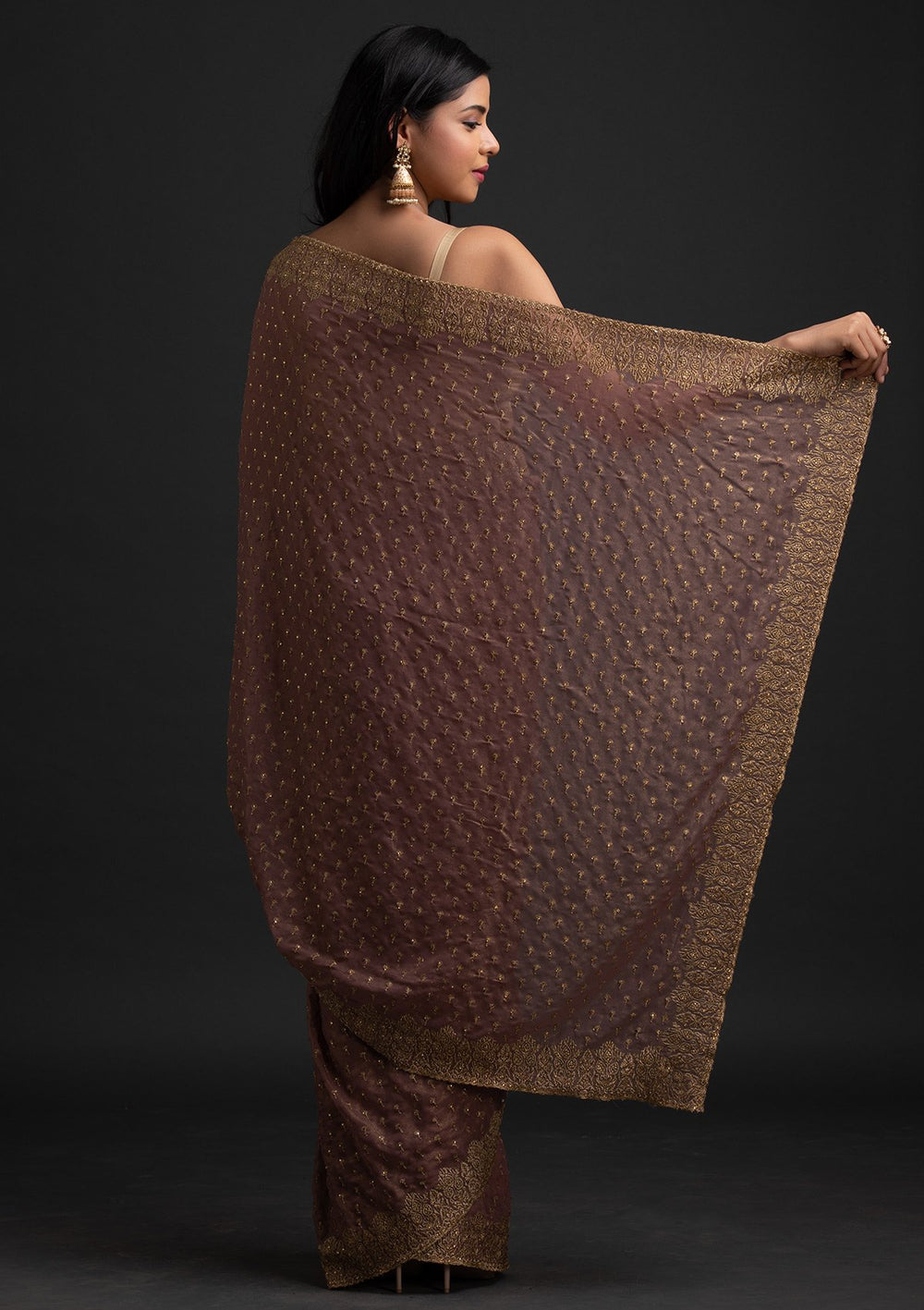 Mauve Zariwork Shimmer Designer Saree - koskii