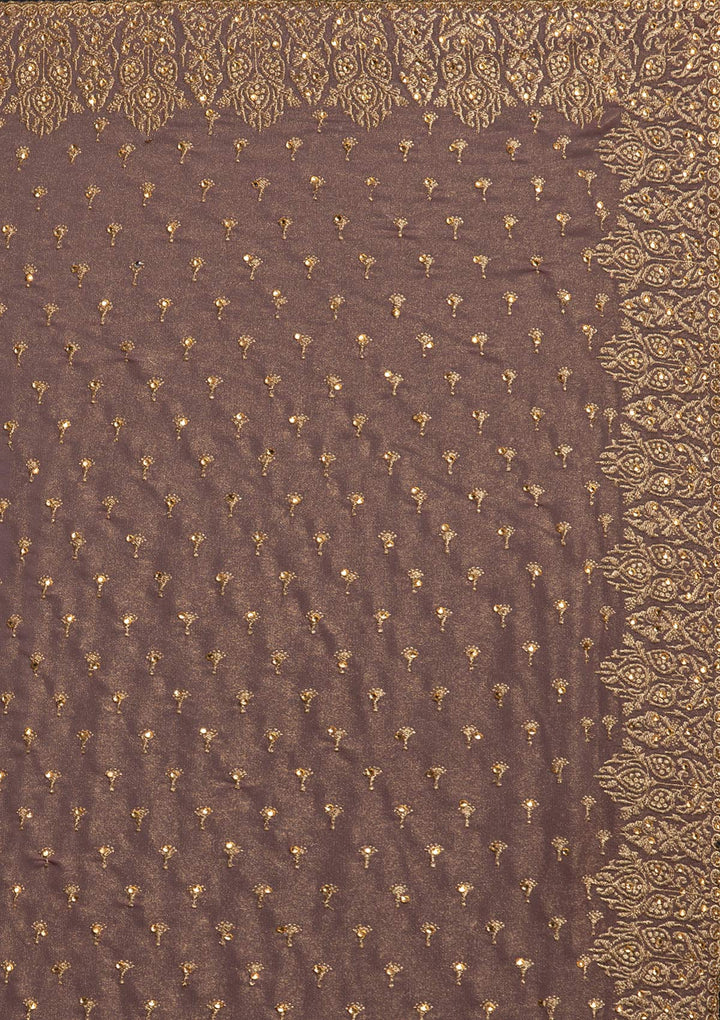 Mauve Zariwork Shimmer Designer Saree - koskii