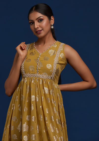 Mehendi Pearlwork Georgette Designer Salwar Suit - Koskii