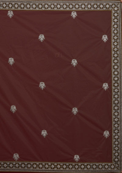 Mehendi Silver Stonework Velvet Designer Semi-Stitched Lehenga - koskii