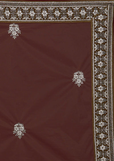Mehendi Silver Stonework Velvet Designer Semi-Stitched Lehenga - koskii