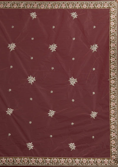 Mehendi Silver Stonework Velvet Designer Semi-Stitched Lehenga - koskii