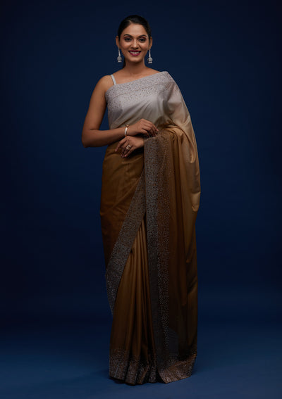 Mehendi Swarovski Tissue Designer Saree - Koskii