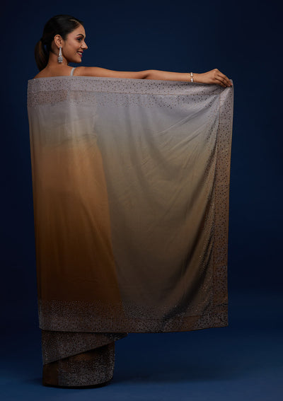 Mehendi Swarovski Tissue Designer Saree - Koskii