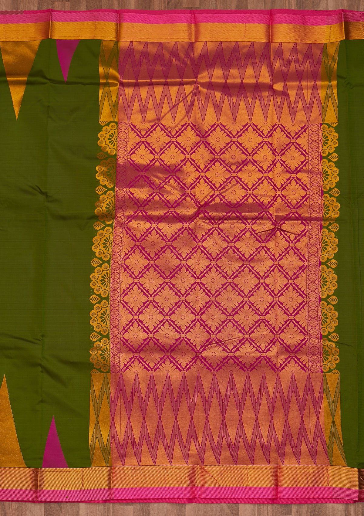 Mehendi Zariwork Art Silk Designer Saree - Koskii