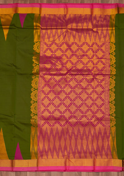 Mehendi Zariwork Art Silk Designer Saree - Koskii