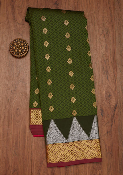 Mehendi Zariwork Art Silk Designer Saree - Koskii