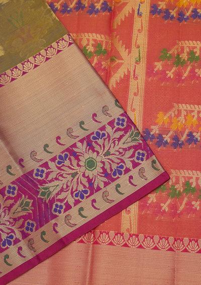 Mehendi Zariwork Art Silk Saree - Koskii