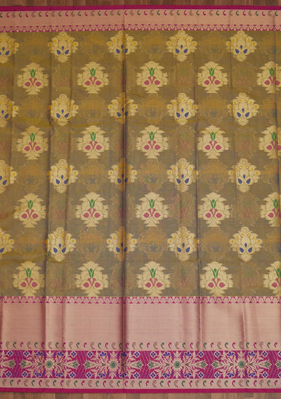 Mehendi Zariwork Art Silk Saree - Koskii