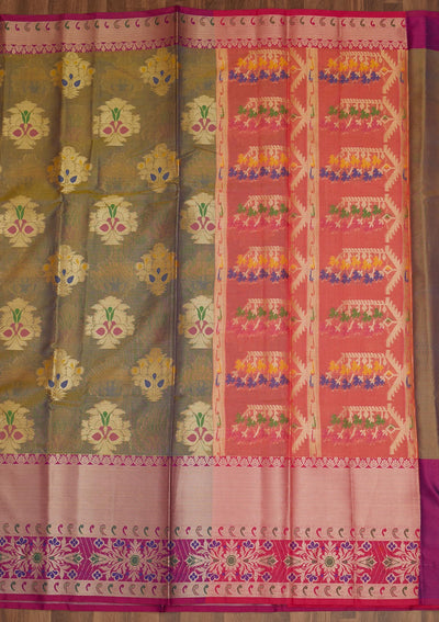 Mehendi Zariwork Art Silk Saree - Koskii