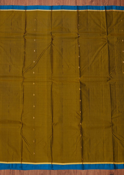 Mehendi Zariwork Pure Silk Designer Unstitched Saree - Koskii