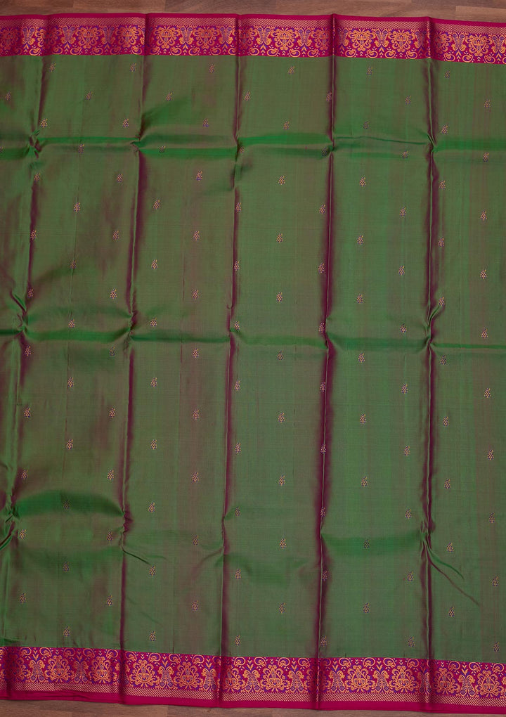 Mehendi Zariwork Pure Silk Designer Saree - Koskii