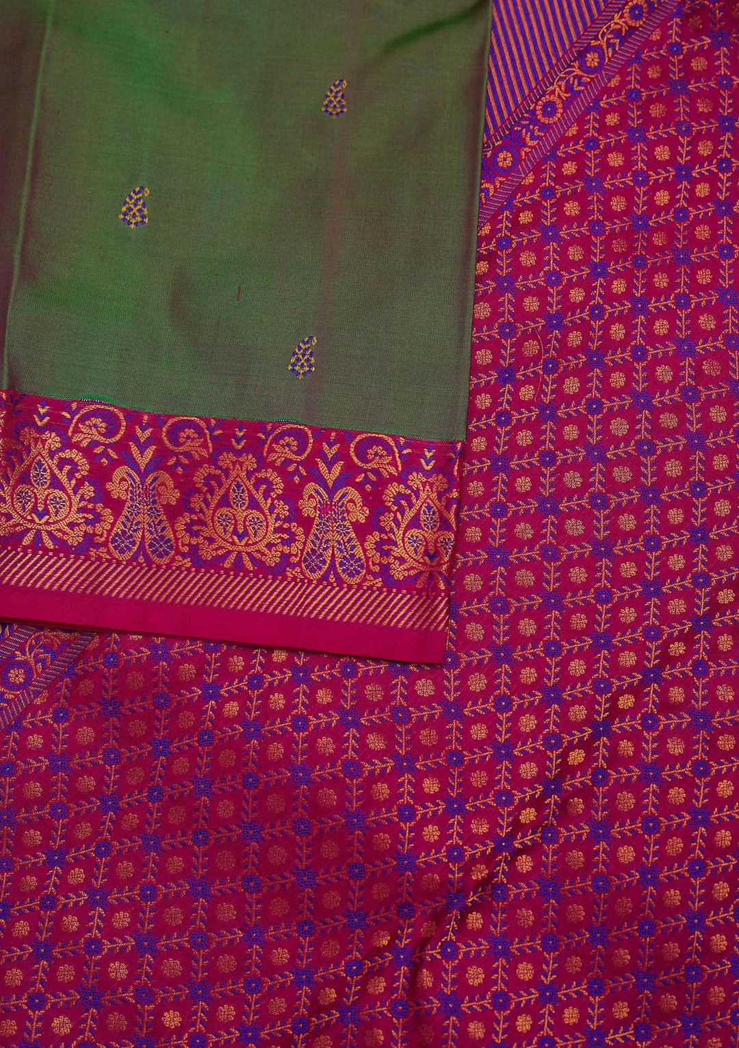 Mehendi Zariwork Pure Silk Designer Saree - Koskii