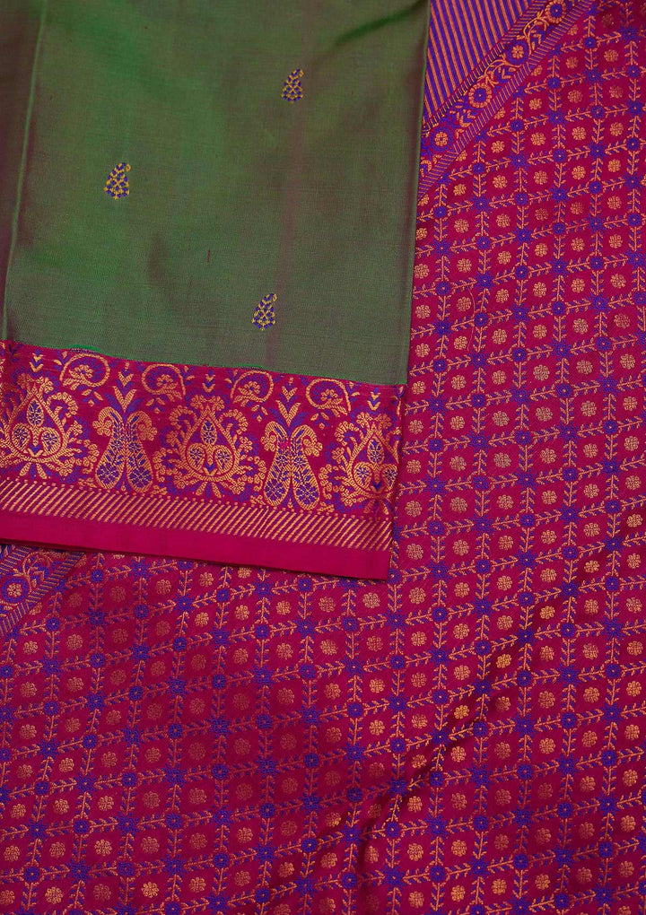 Mehendi Zariwork Pure Silk Designer Saree - Koskii