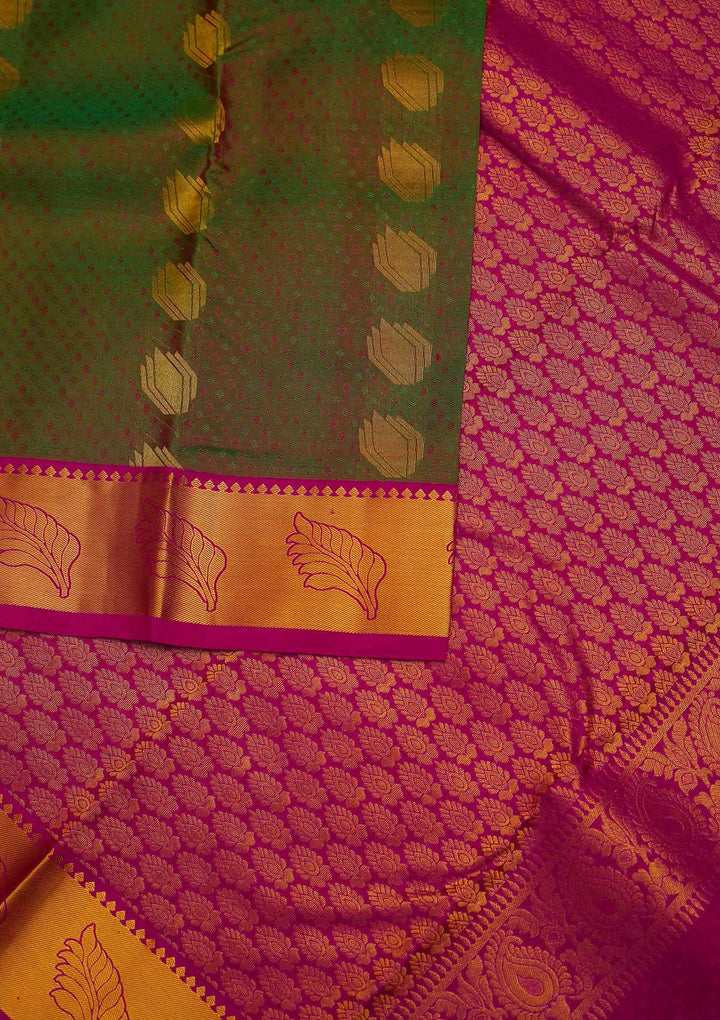 Mehendi Zariwork Pure Silk Designer Saree - Koskii