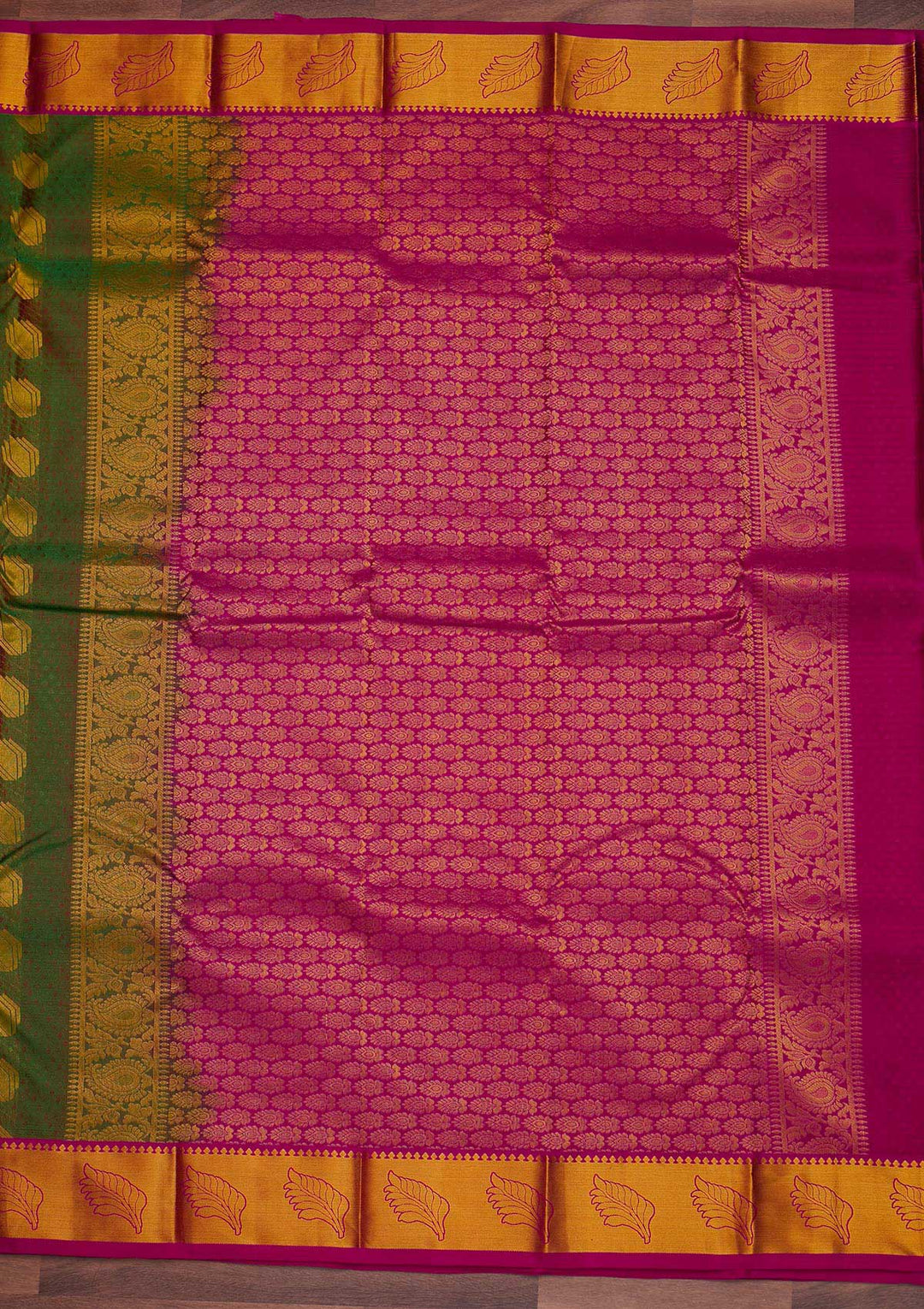 Mehendi Zariwork Pure Silk Designer Saree - Koskii