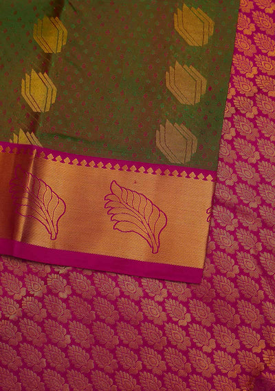Mehendi Zariwork Pure Silk Designer Saree - Koskii