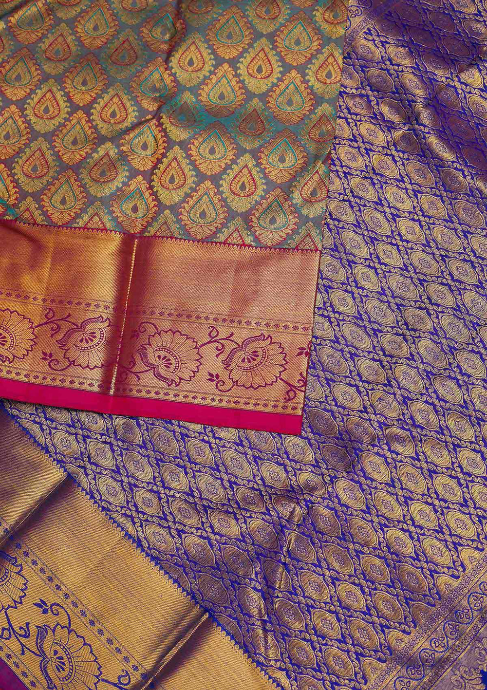 Mehendi Zariwork Pure Silk Designer Saree - Koskii