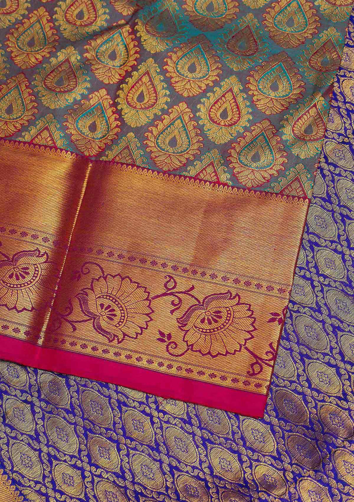 Mehendi Zariwork Pure Silk Designer Saree - Koskii