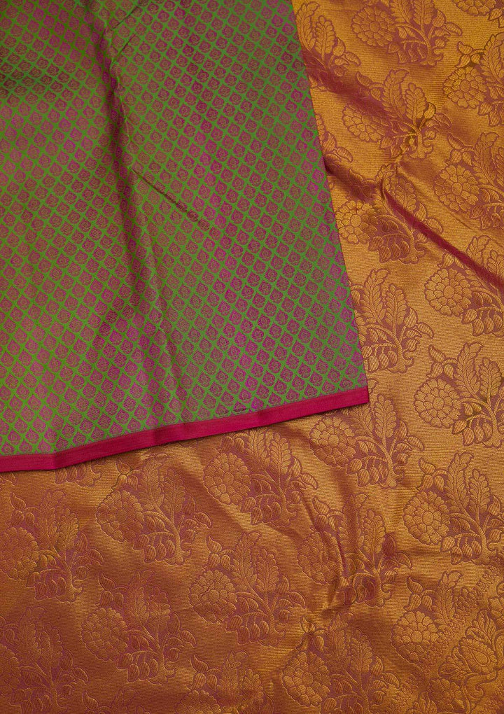 Mehendi Zariwork Pure Silk Designer Saree - Koskii