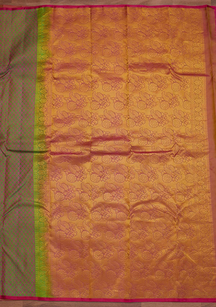 Mehendi Zariwork Pure Silk Designer Saree - Koskii