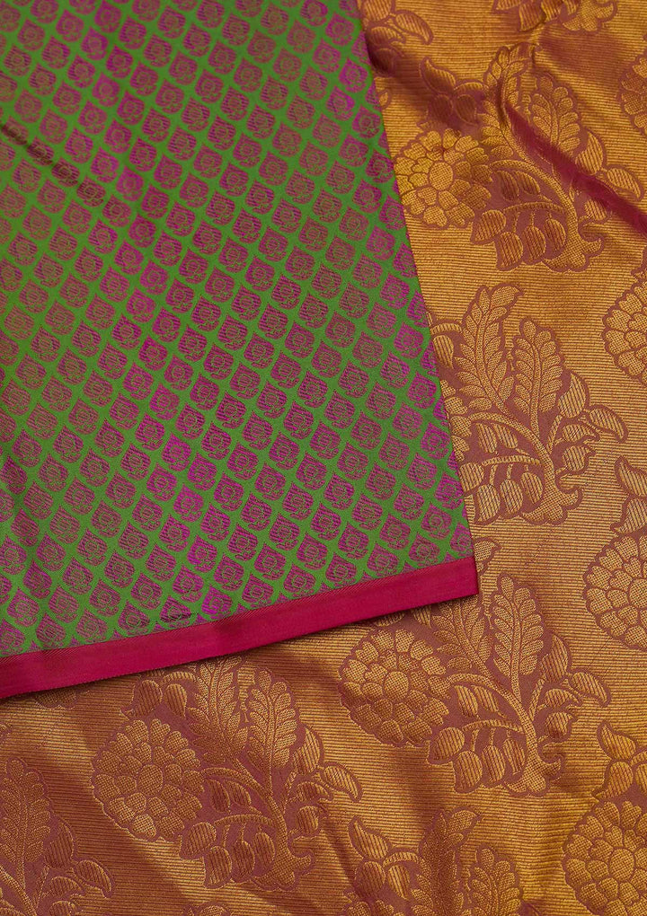 Mehendi Zariwork Pure Silk Designer Saree - Koskii