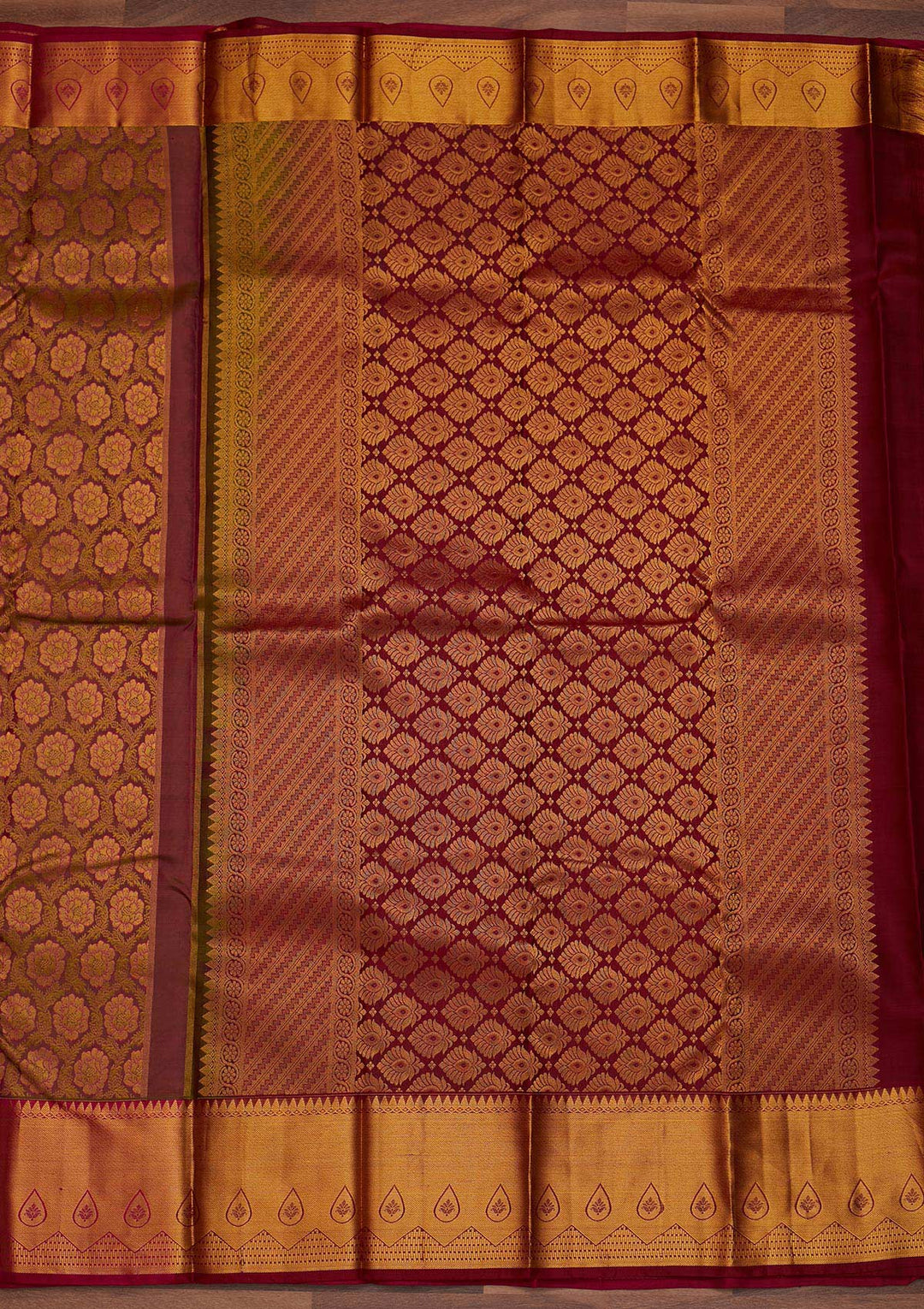 Mehendi Zariwork Pure Silk Designer Saree - Koskii
