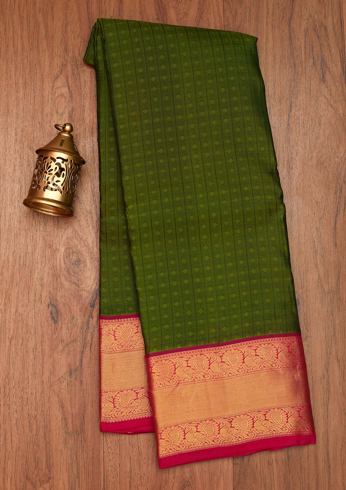 Mehendi Zariwork Pure Silk Saree- Koskii