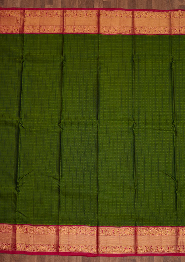Mehendi Zariwork Pure Silk Saree - Koskii