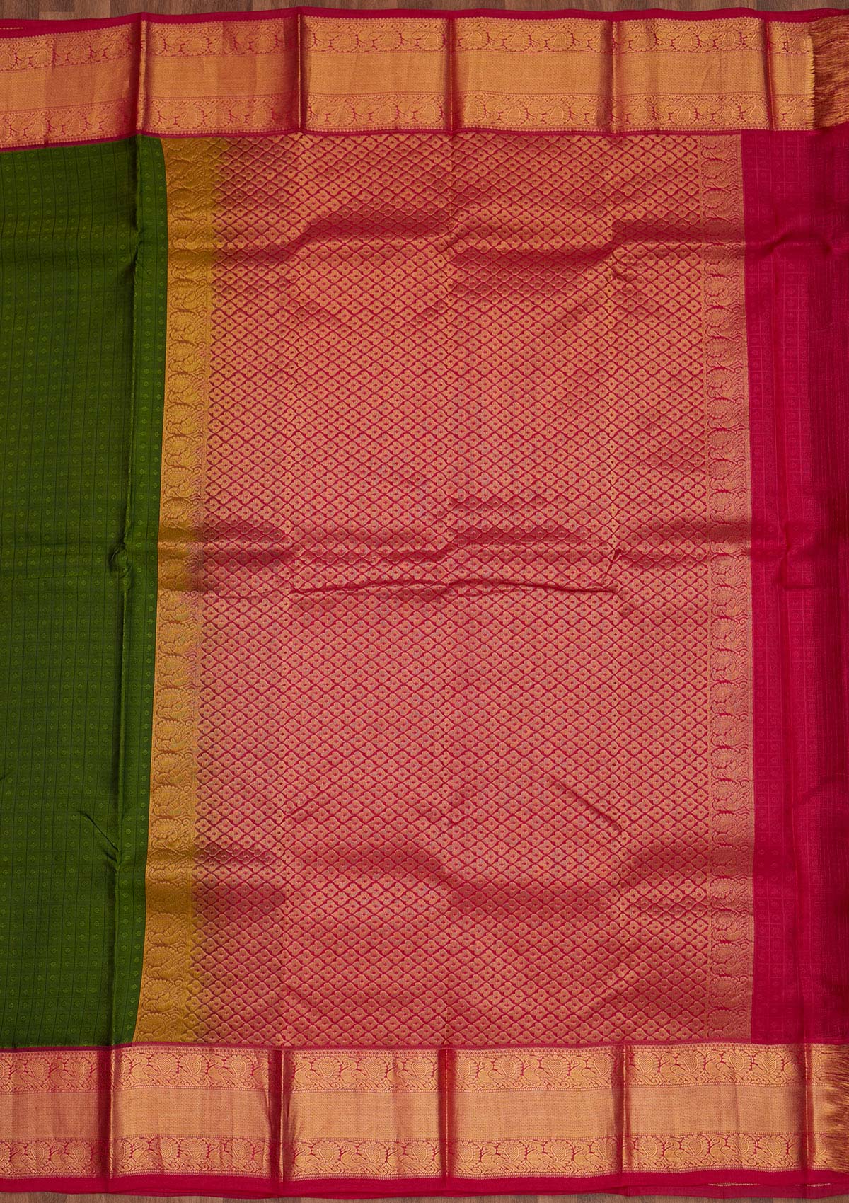 Mehendi Zariwork Pure Silk Saree - Koskii