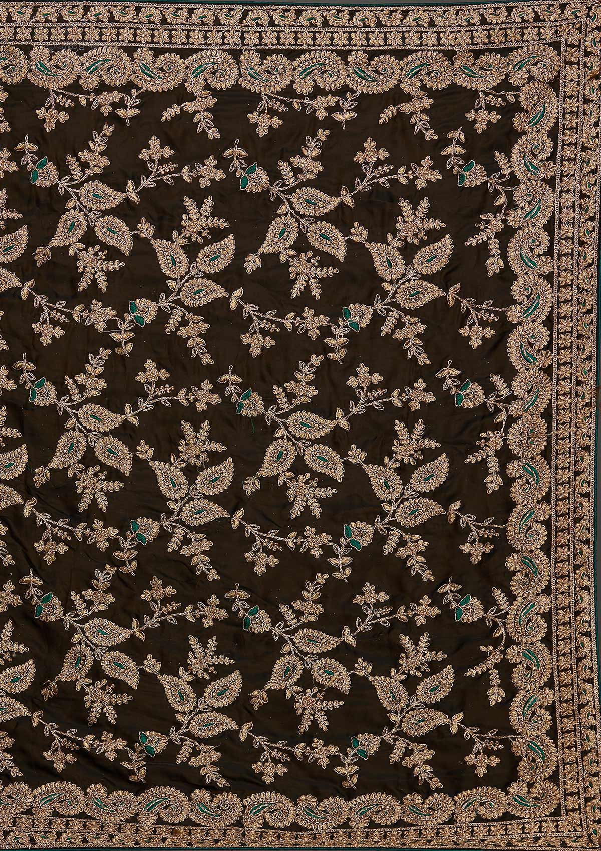 Mehendi Zariwork Semi Crepe Saree - Koskii