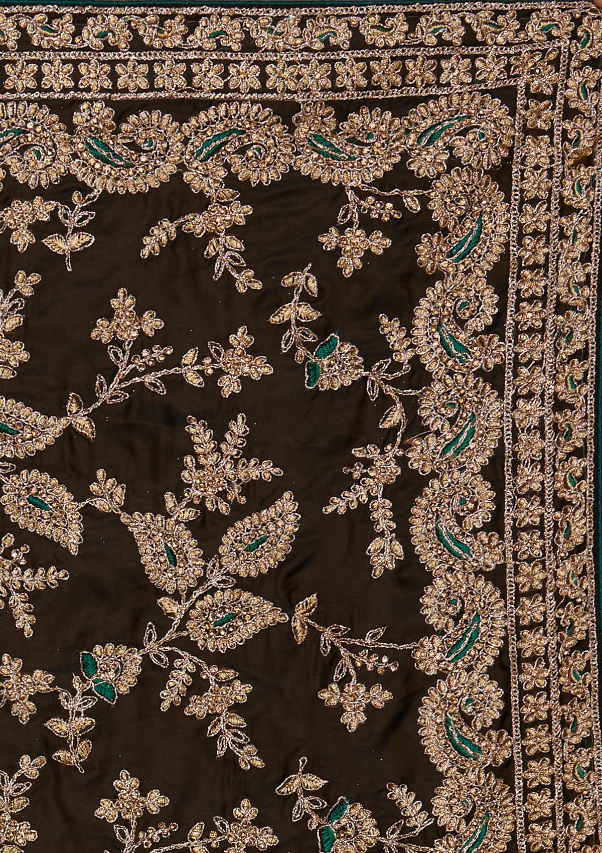 Mehendi Zariwork Semi Crepe Saree - Koskii