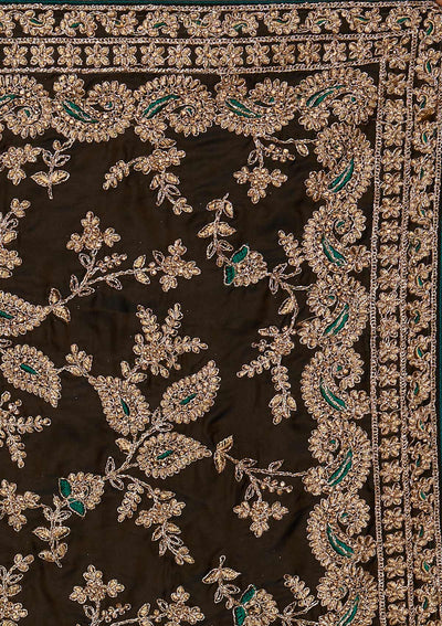 Mehendi Zariwork Semi Crepe Saree - Koskii