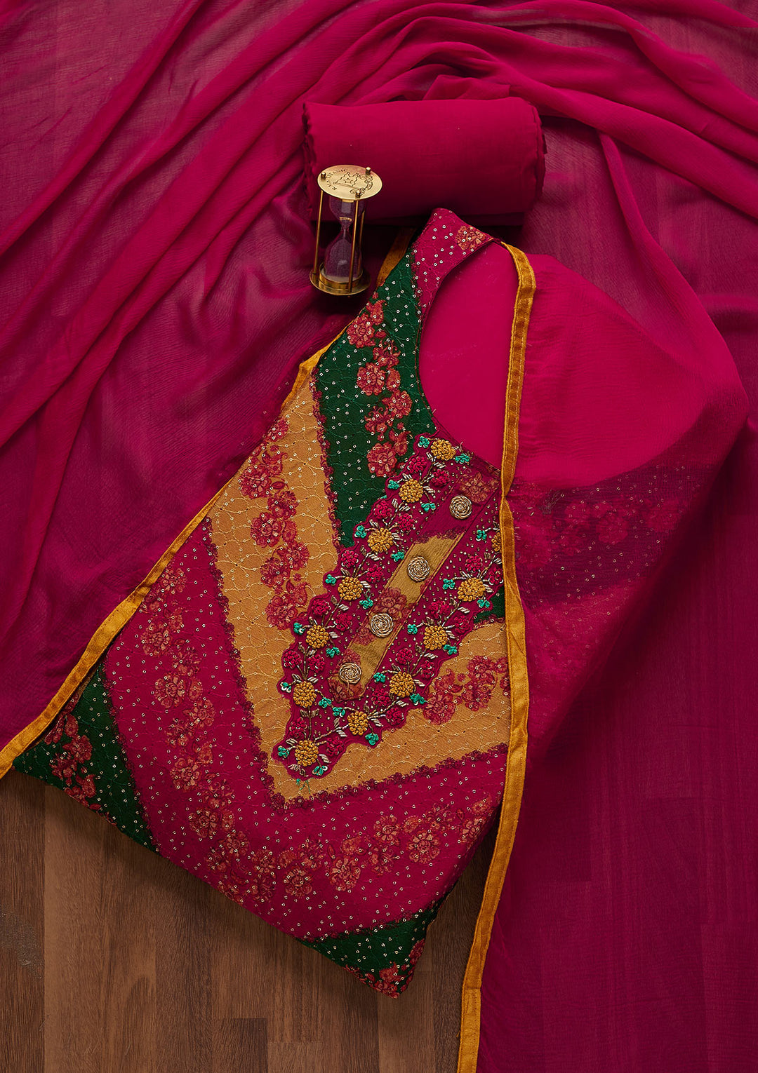 Multi Sequins Georgette Unstitched Salwar Suit-Koskii