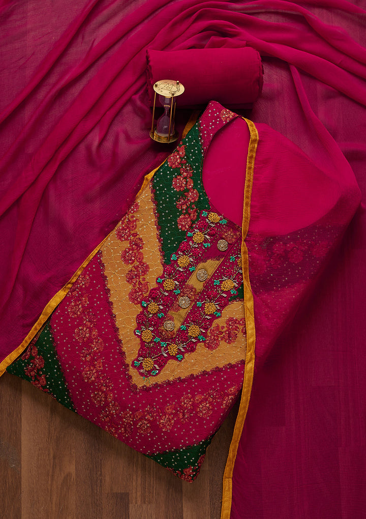 Multi Sequins Georgette Unstitched Salwar Suit-Koskii