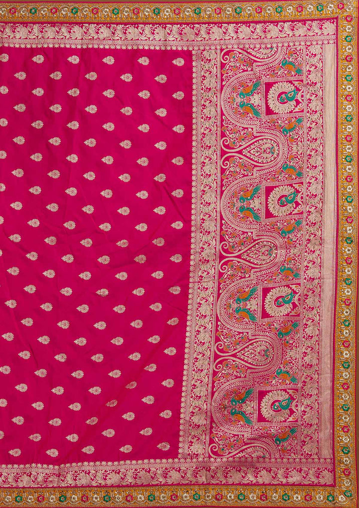 Multi Stonework Banarasi Designer Semi-Stitched Lehenga - koskii