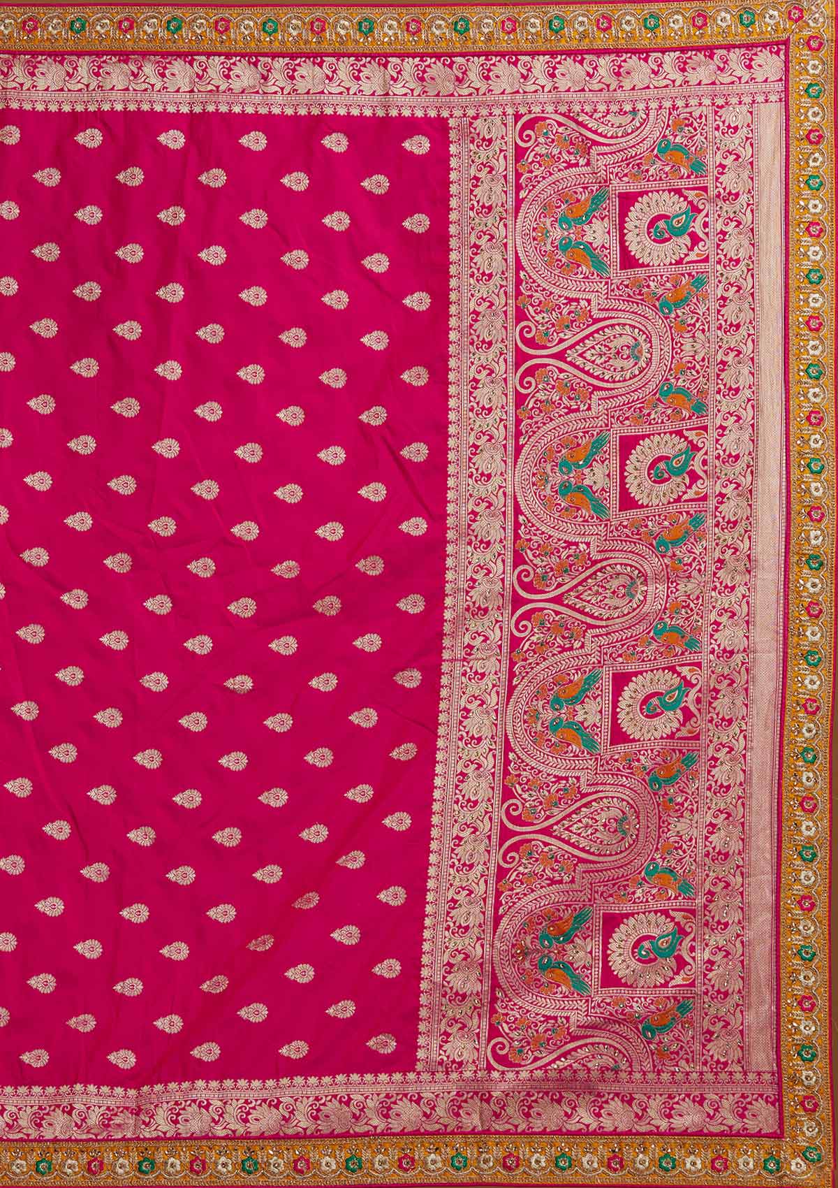 Multi Stonework Banarasi Designer Semi-Stitched Lehenga - koskii