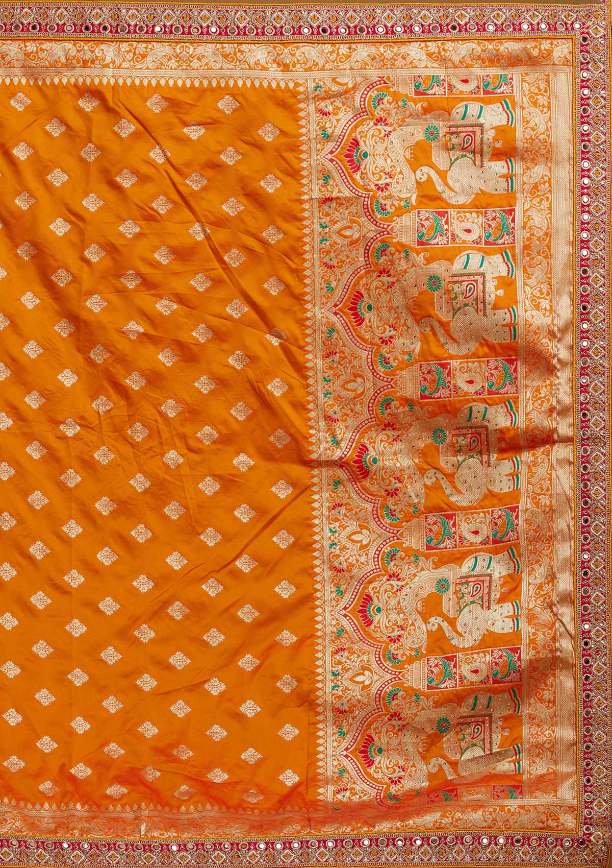 Multi Stonework Banarasi Designer Semi-Stitched Lehenga - koskii