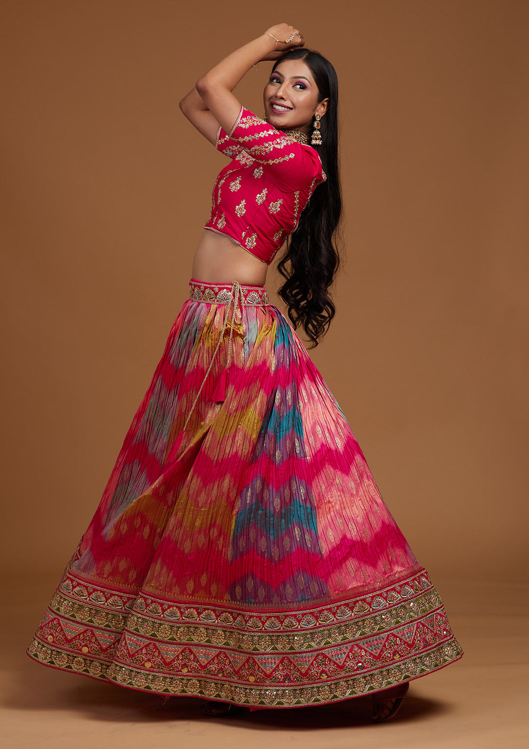 Multi Zariwork Raw Silk Designer Lehenga-Koskii