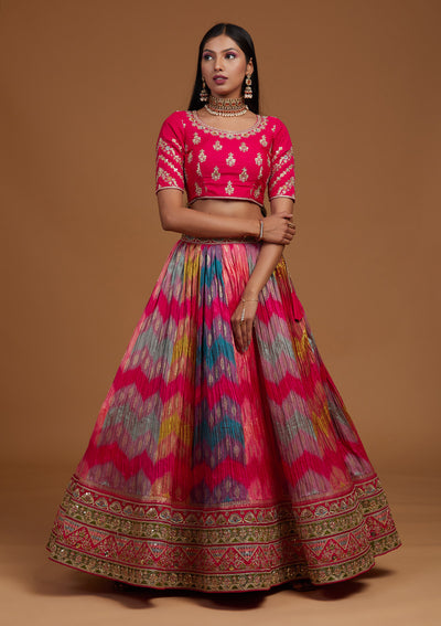 Multi Zariwork Raw Silk Designer Lehenga-Koskii