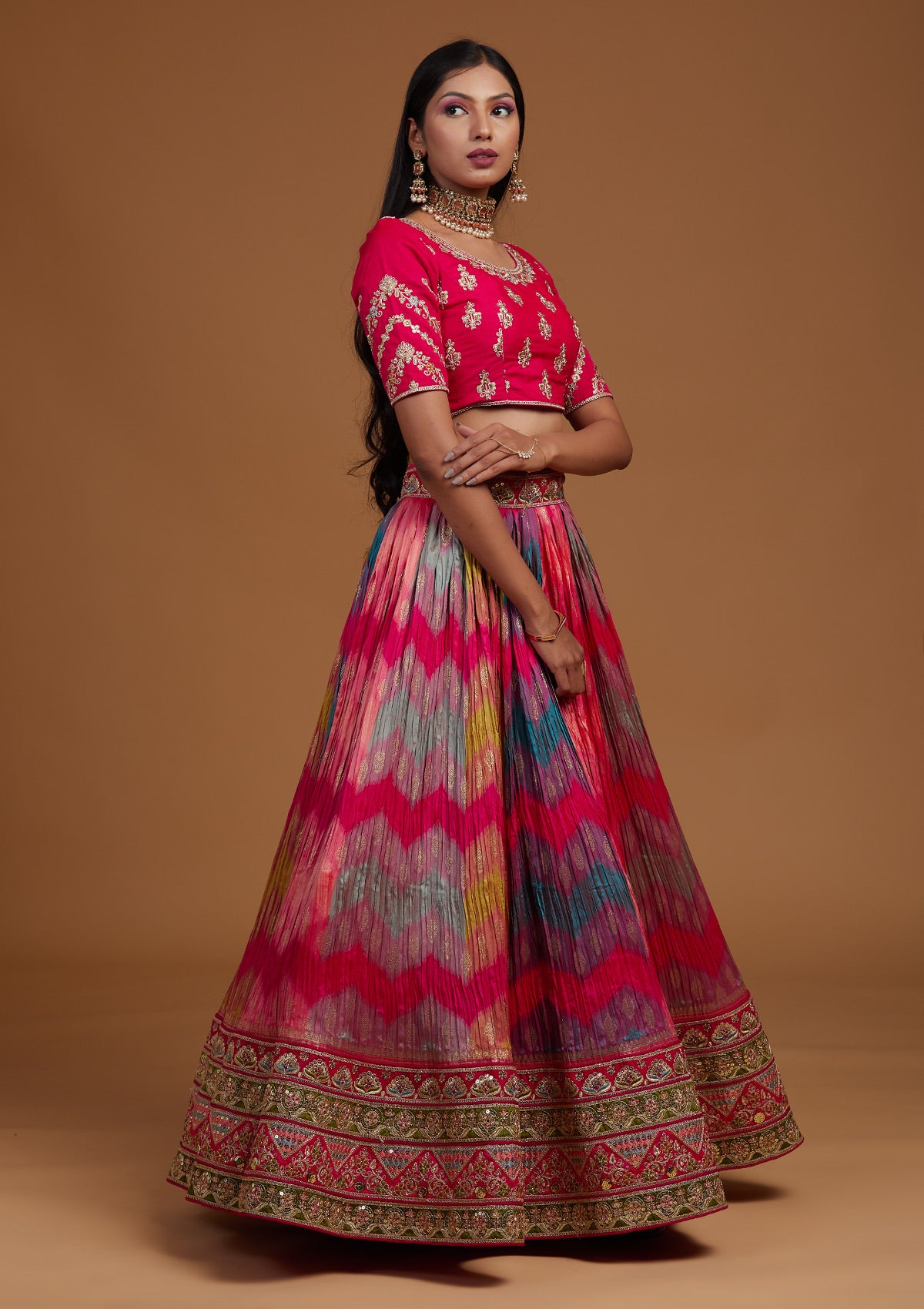 Multi Zariwork Raw Silk Designer Lehenga-Koskii