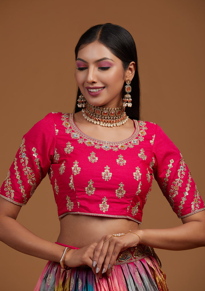 Multi Zariwork Raw Silk Designer Lehenga-Koskii