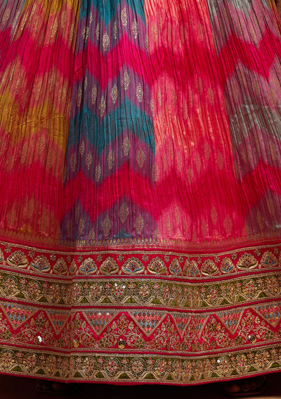 Multi Zariwork Raw Silk Designer Lehenga-Koskii