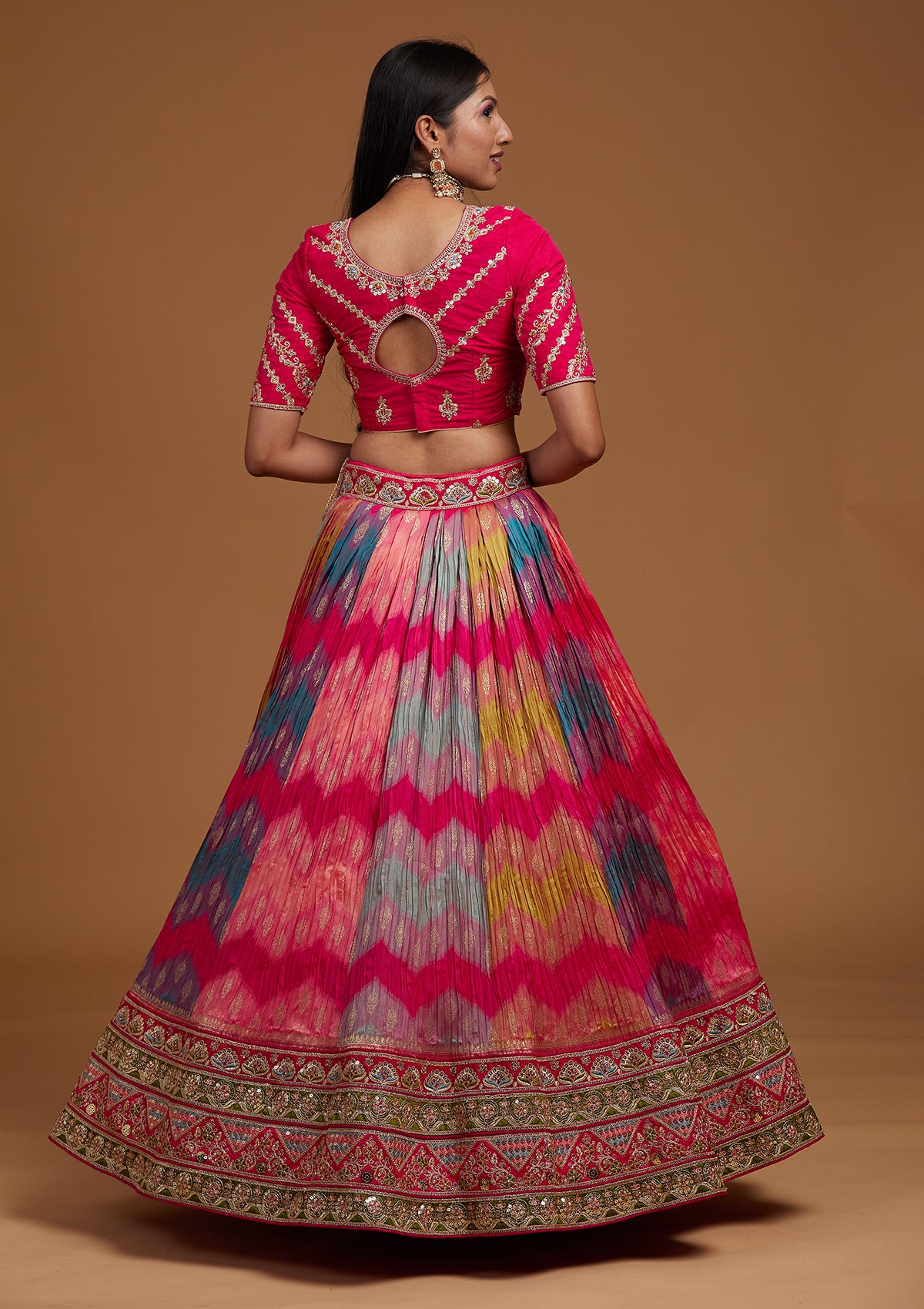 Multi Zariwork Raw Silk Designer Lehenga-Koskii
