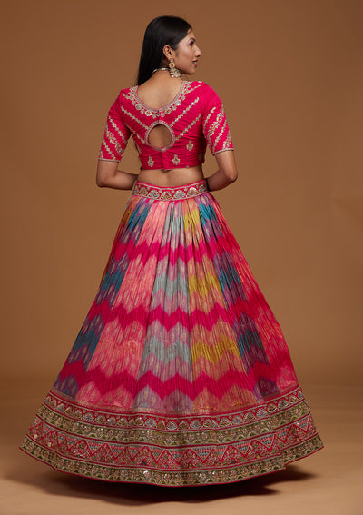 Multi Zariwork Raw Silk Designer Lehenga-Koskii