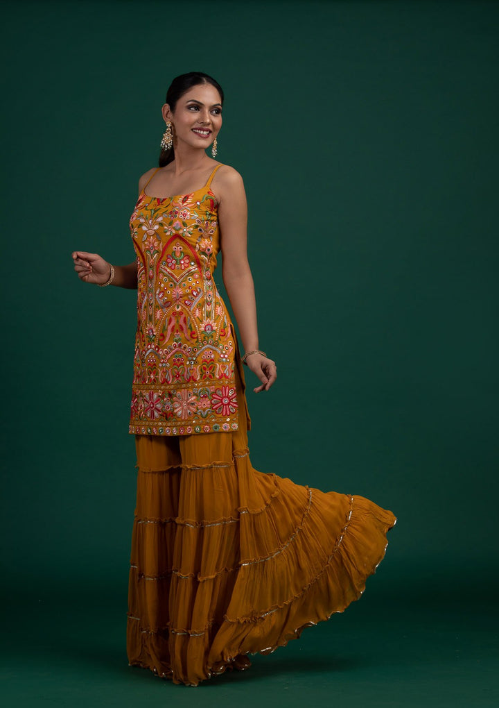 Mustard Chikankari Georgette Designer Salwar-Suit - Koskii