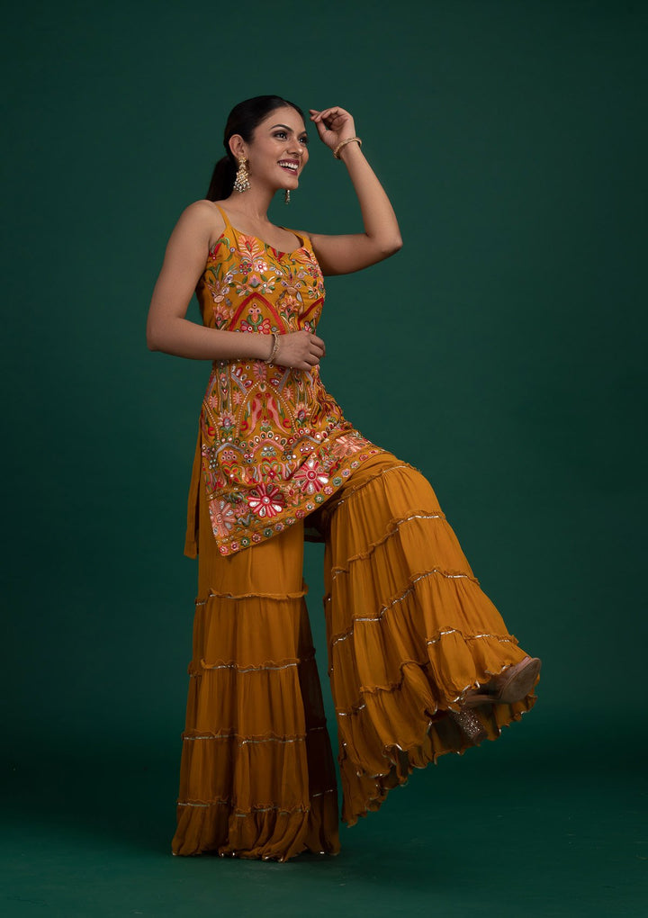 Mustard Chikankari Georgette Designer Salwar-Suit - Koskii
