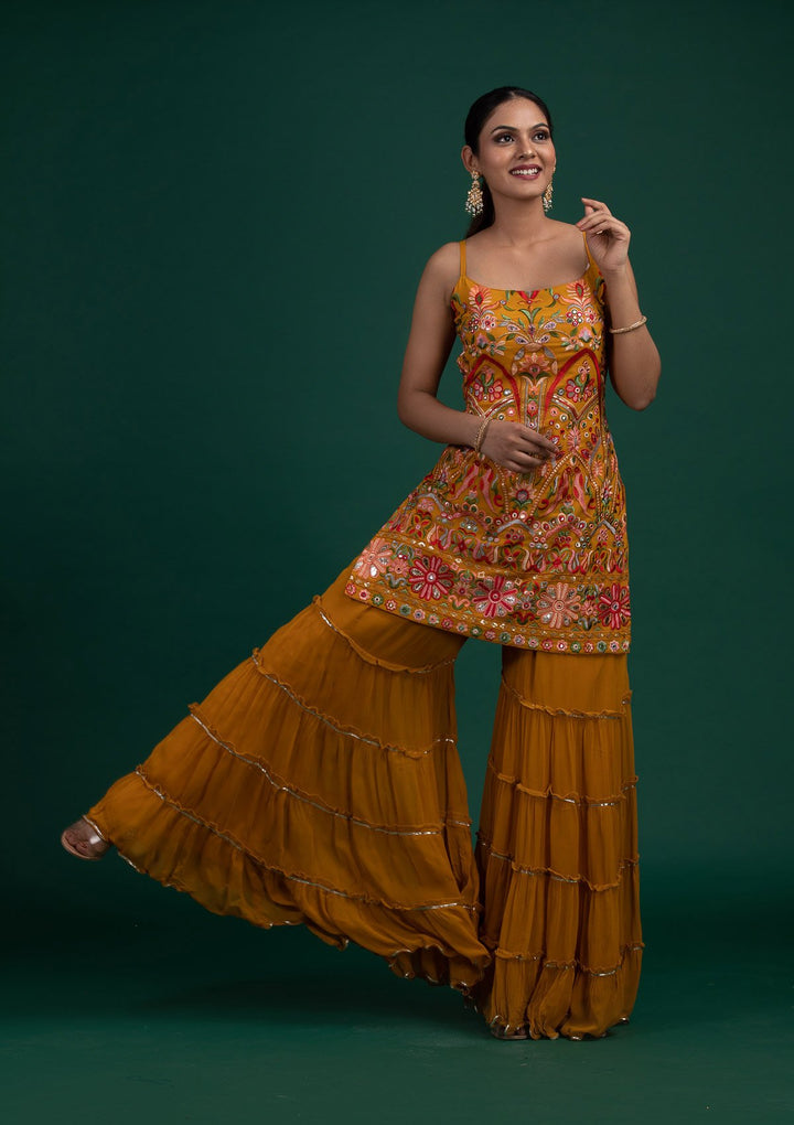 Mustard Chikankari Georgette Designer Salwar-Suit - Koskii