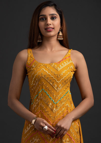 Mustard Sequins Georgette Designer Salwar-Suit - koskii
